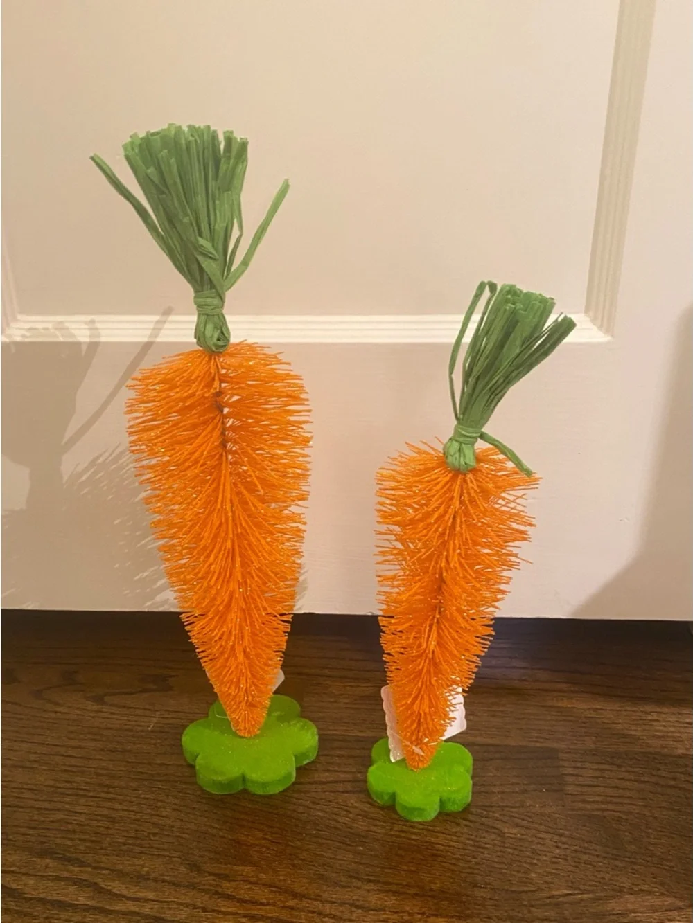 Ashland Orange and Green Carrot Bottle Brush Decoration - 2 pc